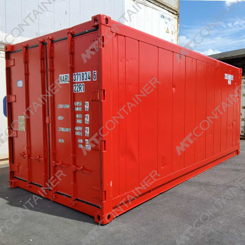Roter 20 Fuß Kühlcontainer NARU 371834 6, Rückansicht von außen