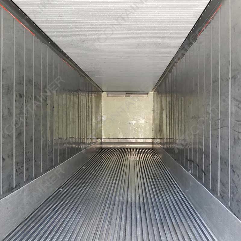 Weißer 40 Fuß High Cube Kühlcontainer NARU 101050 6, Blick von innen