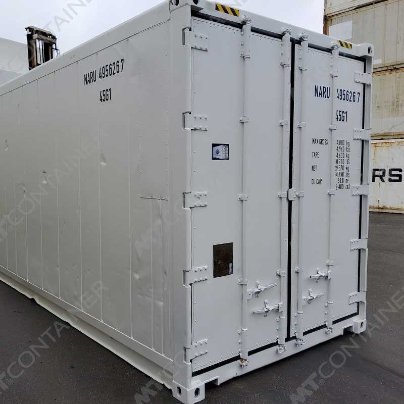 Weißer 40 Fuß High Cube Isoliercontainer NARU 495626 7, Blick auf die Türen